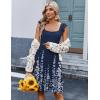 Zeagoo Boho Mini A-line Dress 2025 Womens Summer Dress Casual Ruffle Tiered Floral Square Neck Sundresses Beach with Pockets(Navy Floral)