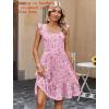 Zeagoo Boho Mini A-line Dress 2025 Womens Summer Dress Casual Ruffle Tiered Floral Square Neck Sundresses Beach with Pockets(Pink Floral)