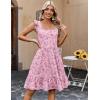 Zeagoo Boho Mini A-line Dress 2025 Womens Summer Dress Casual Ruffle Tiered Floral Square Neck Sundresses Beach with Pockets(Pink Floral)