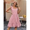 Zeagoo Boho Mini A-line Dress 2025 Womens Summer Dress Casual Ruffle Tiered Floral Square Neck Sundresses Beach with Pockets(Pink White Floral)