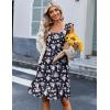Zeagoo Boho Mini A-line Dress 2025 Womens Summer Dress Casual Ruffle Tiered Floral Square Neck Sundresses Beach with Pockets(Purple Floral)