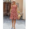 Zeagoo Boho Mini A-line Dress 2025 Womens Summer Dress Casual Ruffle Tiered Floral Square Neck Sundresses Beach with Pockets(Red Floral)