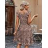 Zeagoo Boho Mini A-line Dress 2025 Womens Summer Dress Casual Ruffle Tiered Floral Square Neck Sundresses Beach with Pockets(Red White Floral)