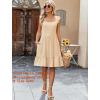 Zeagoo Boho Mini A-line Dress 2025 Womens Summer Dress Casual Ruffle Tiered Floral Square Neck Sundresses Beach with Pockets(Skin)