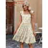 Zeagoo Boho Mini A-line Dress 2025 Womens Summer Dress Casual Ruffle Tiered Floral Square Neck Sundresses Beach with Pockets(Yellow Floral)