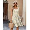 Zeagoo Boho Mini A-line Dress 2025 Womens Summer Dress Casual Ruffle Tiered Floral Square Neck Sundresses Beach with Pockets(Yellow Floral)