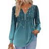 Zeagoo Fall Tops for Women Long Sleeve Button Up Shirts Floral Tunics V Neck Pullover Blouse(Blue Floral)