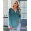 Zeagoo Fall Tops for Women Long Sleeve Button Up Shirts Floral Tunics V Neck Pullover Blouse(Blue Floral)