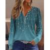Zeagoo Fall Tops for Women Long Sleeve Button Up Shirts Floral Tunics V Neck Pullover Blouse(Blue Floral)