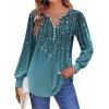 Zeagoo Fall Tops for Women Long Sleeve Button Up Shirts Floral Tunics V Neck Pullover Blouse(Blue Floral)