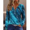 Zeagoo Fall Tops for Women Long Sleeve Button Up Shirts Floral Tunics V Neck Pullover Blouse(Blue Print)