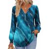 Zeagoo Fall Tops for Women Long Sleeve Button Up Shirts Floral Tunics V Neck Pullover Blouse(Blue Print)