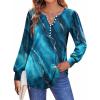 Zeagoo Fall Tops for Women Long Sleeve Button Up Shirts Floral Tunics V Neck Pullover Blouse(Blue Print)
