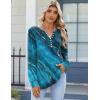 Zeagoo Fall Tops for Women Long Sleeve Button Up Shirts Floral Tunics V Neck Pullover Blouse(Blue Print)