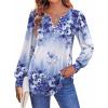 Zeagoo Fall Tops for Women Long Sleeve Button Up Shirts Floral Tunics V Neck Pullover Blouse(Blue Purple Floral)