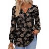 Zeagoo Fall Tops for Women Long Sleeve Button Up Shirts Floral Tunics V Neck Pullover Blouse(Brown Floral)
