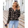 Zeagoo Fall Tops for Women Long Sleeve Button Up Shirts Floral Tunics V Neck Pullover Blouse(Brown Floral)