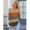 Zeagoo Fall Tops for Women Long Sleeve Button Up Shirts Floral Tunics V Neck Pullover Blouse(Caramel Colorblock)