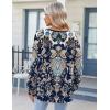Zeagoo Fall Tops for Women Long Sleeve Button Up Shirts Floral Tunics V Neck Pullover Blouse(Ethnic Black)