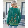 Zeagoo Fall Tops for Women Long Sleeve Button Up Shirts Floral Tunics V Neck Pullover Blouse(Green Floral 02)