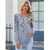Zeagoo Fall Tops for Women Long Sleeve Button Up Shirts Floral Tunics V Neck Pullover Blouse(Grey Floral 01)