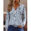 Zeagoo Fall Tops for Women Long Sleeve Button Up Shirts Floral Tunics V Neck Pullover Blouse(Grey Floral 01)