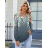 Zeagoo Fall Tops for Women Long Sleeve Button Up Shirts Floral Tunics V Neck Pullover Blouse(Grey-green Floral)