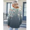 Zeagoo Fall Tops for Women Long Sleeve Button Up Shirts Floral Tunics V Neck Pullover Blouse(Grey-green Floral)