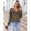 Zeagoo Fall Tops for Women Long Sleeve Button Up Shirts Floral Tunics V Neck Pullover Blouse(Leopard Print)