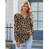 Zeagoo Fall Tops for Women Long Sleeve Button Up Shirts Floral Tunics V Neck Pullover Blouse(Leopard Print)