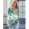Zeagoo Fall Tops for Women Long Sleeve Button Up Shirts Floral Tunics V Neck Pullover Blouse(Light Green Floral)