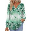 Zeagoo Fall Tops for Women Long Sleeve Button Up Shirts Floral Tunics V Neck Pullover Blouse(Light Green Floral)