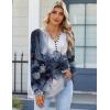 Zeagoo Fall Tops for Women Long Sleeve Button Up Shirts Floral Tunics V Neck Pullover Blouse(Mixed Blue)