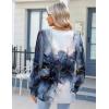 Zeagoo Fall Tops for Women Long Sleeve Button Up Shirts Floral Tunics V Neck Pullover Blouse(Mixed Blue)