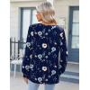 Zeagoo Fall Tops for Women Long Sleeve Button Up Shirts Floral Tunics V Neck Pullover Blouse(Navy Flower)