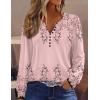 Zeagoo Fall Tops for Women Long Sleeve Button Up Shirts Floral Tunics V Neck Pullover Blouse(Pink Floral)