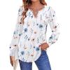 Zeagoo Fall Tops for Women Long Sleeve Button Up Shirts Floral Tunics V Neck Pullover Blouse(White Floral 01)