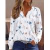 Zeagoo Fall Tops for Women Long Sleeve Button Up Shirts Floral Tunics V Neck Pullover Blouse(White Floral 01)