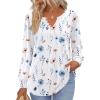Zeagoo Fall Tops for Women Long Sleeve Button Up Shirts Floral Tunics V Neck Pullover Blouse(White Floral 01)