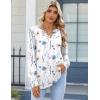 Zeagoo Fall Tops for Women Long Sleeve Button Up Shirts Floral Tunics V Neck Pullover Blouse(White Floral 01)