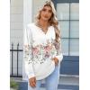 Zeagoo Fall Tops for Women Long Sleeve Button Up Shirts Floral Tunics V Neck Pullover Blouse(White Floral 02)