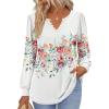 Zeagoo Fall Tops for Women Long Sleeve Button Up Shirts Floral Tunics V Neck Pullover Blouse(White Floral 02)
