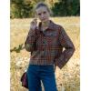 Zeagoo Flannels for Women Cropped Shacket Jacket Fashion Plaid Button Down Shirt 2026 Fall Coat Tops(Z-gw442)