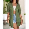 Zeagoo Lightweight Summer Crochet Cardigan for Women Short Sleeve Kimono Boho Oversized Open Front Knitted Cardigan(Army Green)