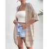 Zeagoo Lightweight Summer Crochet Cardigan for Women Short Sleeve Kimono Boho Oversized Open Front Knitted Cardigan(Beige)