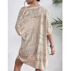 Zeagoo Lightweight Summer Crochet Cardigan for Women Short Sleeve Kimono Boho Oversized Open Front Knitted Cardigan(Beige)