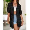 Zeagoo Lightweight Summer Crochet Cardigan for Women Short Sleeve Kimono Boho Oversized Open Front Knitted Cardigan(Black)