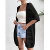 Zeagoo Lightweight Summer Crochet Cardigan for Women Short Sleeve Kimono Boho Oversized Open Front Knitted Cardigan(Black)