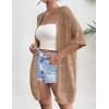 Zeagoo Lightweight Summer Crochet Cardigan for Women Short Sleeve Kimono Boho Oversized Open Front Knitted Cardigan(Brown)