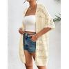 Zeagoo Lightweight Summer Crochet Cardigan for Women Short Sleeve Kimono Boho Oversized Open Front Knitted Cardigan(Cream Beige)